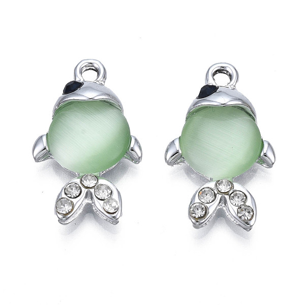 PandaHall UV Plating Alloy Pendants, with Cat Eye and Crystal Rhinestone, Platinum, Cadmium Free & Lead Free, Fish, Light Green, 23x13.5x5mm...
PandaHall UV Plating Alloy Pendants, with Cat Eye and Crystal Rhinestone, Platinum, Cadmium Free & Lead Free, Fish, Light Green, 23x13.5x5mm...