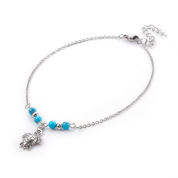 PandaHall Synthetic Turquoise Charms Anklets, with Tibetan Style Alloy Pendants, 304 Stainless Steel Findings and Iron Eye Pin, Sea Turtle...
PandaHall Synthetic Turquoise Charms Anklets, with Tibetan Style Alloy Pendants, 304 Stainless Steel Findings and Iron Eye Pin, Sea Turtle...