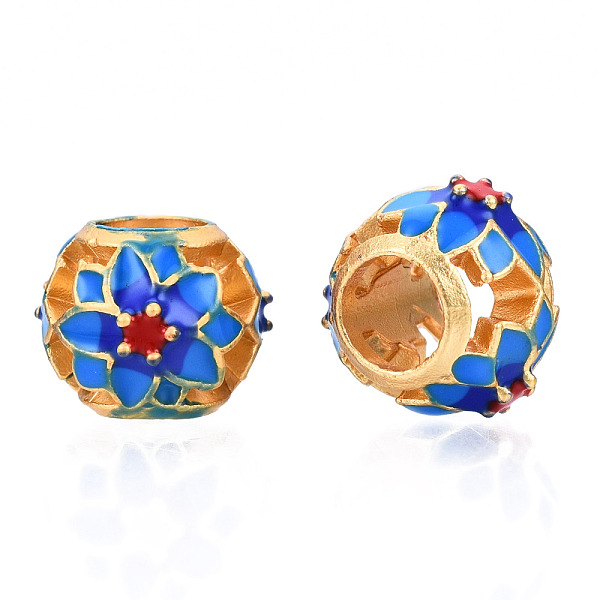 PandaHall Alloy Enamel European Beads, Large Hole Beads, Matte Style, Cadmium Free & Lead Free, Rondelle with Flower, Medium Blue...
PandaHall Alloy Enamel European Beads, Large Hole Beads, Matte Style, Cadmium Free & Lead Free, Rondelle with Flower, Medium Blue...