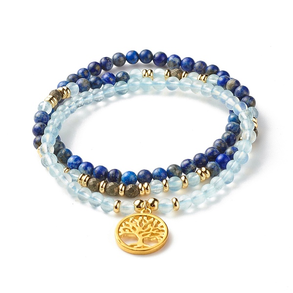 PandaHall Stone Stretch Bracelets Set, Natural Lapis Lazuli & Aquamarine & Pyrite Round Beads Bracelets, Flat Round with Tree of Life Brass...
PandaHall Stone Stretch Bracelets Set, Natural Lapis Lazuli & Aquamarine & Pyrite Round Beads Bracelets, Flat Round with Tree of Life Brass...