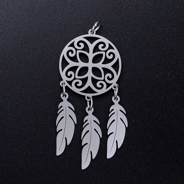 PandaHall 201 Stainless Steel Pendants, with Jump Jings, Woven Net/Web with Feather, Stainless Steel Color, 46x20x1mm, Hole: 3mm, Ring...
PandaHall 201 Stainless Steel Pendants, with Jump Jings, Woven Net/Web with Feather, Stainless Steel Color, 46x20x1mm, Hole: 3mm, Ring...