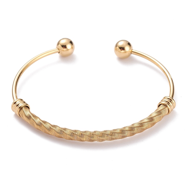PandaHall Vacuum Plating 304 Stainless Steel Torque Bangles, with Round Immovable Beads, Twisted, Golden, Inner Diameter: 2-1/2x1-7/8 inch...
PandaHall Vacuum Plating 304 Stainless Steel Torque Bangles, with Round Immovable Beads, Twisted, Golden, Inner Diameter: 2-1/2x1-7/8 inch...