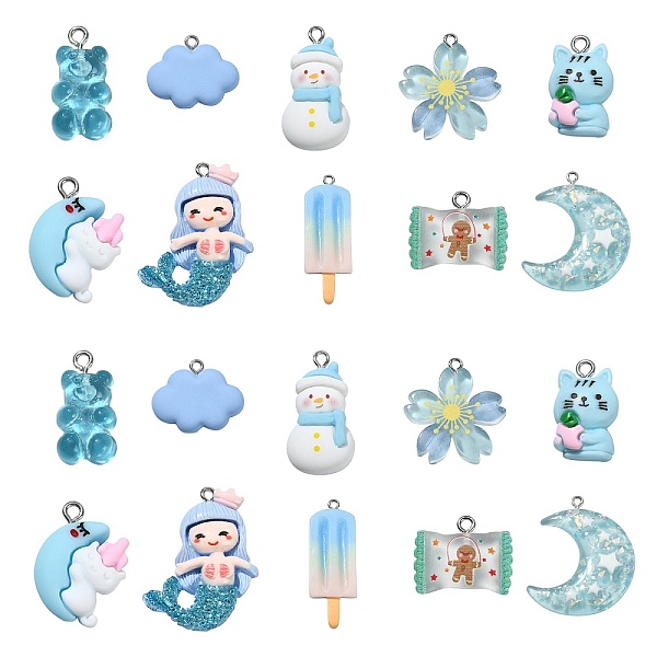 PandaHall 30Pcs 10 Styles Opaque & Transparent Resin Pendants, with Platinum Tone Iron Loops, Mermaid & Moon & Cloud & Ice Cream Charms..., Blue
PandaHall 30Pcs 10 Styles Opaque & Transparent Resin Pendants, with Platinum Tone Iron Loops, Mermaid & Moon & Cloud & Ice Cream Charms..., Blue
