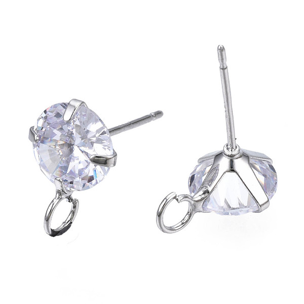 PandaHall Brass Micro Clear Cubic Zirconia Stud Earring Findings, with Loop, Nickel Free, Real Platinum Plated, 12x8mm, Hole: 2mm, Pin...
PandaHall Brass Micro Clear Cubic Zirconia Stud Earring Findings, with Loop, Nickel Free, Real Platinum Plated, 12x8mm, Hole: 2mm, Pin...