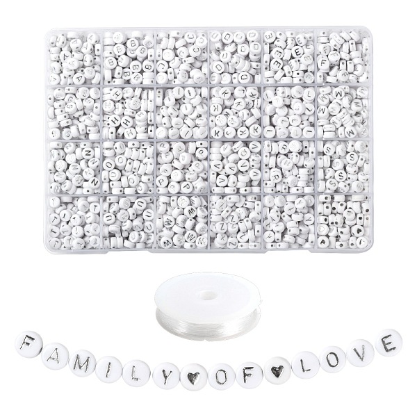PandaHall DIY Jewelry Making Kits, Including 1920Pcs Flat Round Acrylic Letter A~Z and Heart & Star Plating Beads, Elastic Crystal Thread..., White
PandaHall DIY Jewelry Making Kits, Including 1920Pcs Flat Round Acrylic Letter A~Z and Heart & Star Plating Beads, Elastic Crystal Thread..., White