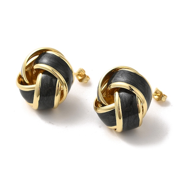 PandaHall Real 18K Gold Plated Brass Enamel Stud Earrings for Women, Knot, Black, 21x20.5mm Brass Others Black
PandaHall Real 18K Gold Plated Brass Enamel Stud Earrings for Women, Knot, Black, 21x20.5mm Brass Others Black