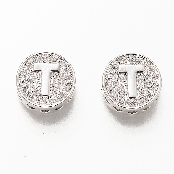 PandaHall Platinum Plated Brass Micro Pave Cubic Zirconia Multi-Strand Links, Flat Round with Letter, Letter.T, 12x4.5mm, Hole: 2mm..., Clear
PandaHall Platinum Plated Brass Micro Pave Cubic Zirconia Multi-Strand Links, Flat Round with Letter, Letter.T, 12x4.5mm, Hole: 2mm..., Clear