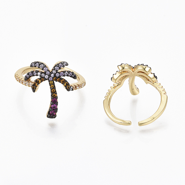 PandaHall Brass Micro Pave Cubic Zirconia Cuff Rings, Open Rings, Coconut Tree, Nickel Free, Colorful, Real 18K Gold Plated, Size 5, Inner...
PandaHall Brass Micro Pave Cubic Zirconia Cuff Rings, Open Rings, Coconut Tree, Nickel Free, Colorful, Real 18K Gold Plated, Size 5, Inner...