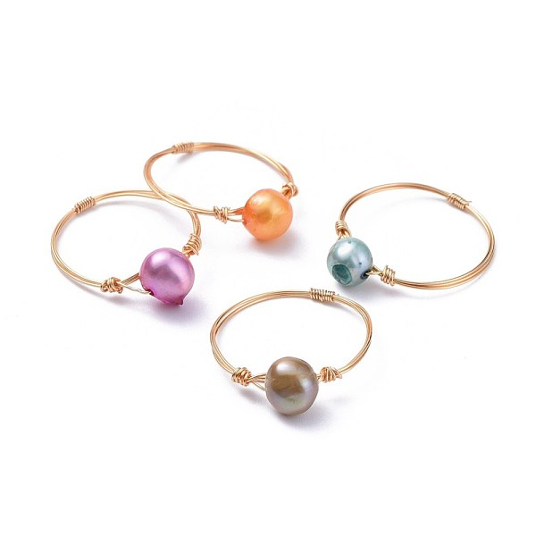 PandaHall Dyed Natural Freshwater Pearl Rings, with Eco-Friendly Copper Wire, Golden, Mixed Color, 20mm, 1~1.5mm Pearl Multicolor
PandaHall Dyed Natural Freshwater Pearl Rings, with Eco-Friendly Copper Wire, Golden, Mixed Color, 20mm, 1~1.5mm Pearl Multicolor
