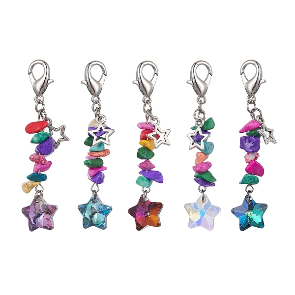 PandaHall Electroplate Glass Star Pendant Decoration, Synthetic Turquoise Chips and Alloy Lobster Claw Clasps Charm, Mixed Color, 61.5mm..., Multicolor
PandaHall Electroplate Glass Star Pendant Decoration, Synthetic Turquoise Chips and Alloy Lobster Claw Clasps Charm, Mixed Color, 61.5mm..., Multicolor