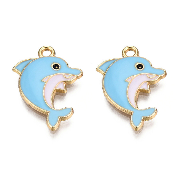 PandaHall Light Gold Plated Alloy Enamel Pendants, Cadmium Free & Lead Free, Dolphin Shape, Cyan, 24x17x2.5mm, Hole: 1.8mm Alloy+Enamel...
PandaHall Light Gold Plated Alloy Enamel Pendants, Cadmium Free & Lead Free, Dolphin Shape, Cyan, 24x17x2.5mm, Hole: 1.8mm Alloy+Enamel...