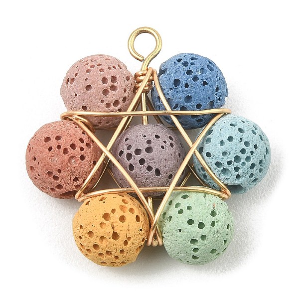 PandaHall Natural Lava Rock Dyed Beaded Pendants, Copper Wire Wrapped Flower Charms, Colorful, Light Gold, 26x26x8mm, Hole: 2mm Lava Rock..., Multicolor
PandaHall Natural Lava Rock Dyed Beaded Pendants, Copper Wire Wrapped Flower Charms, Colorful, Light Gold, 26x26x8mm, Hole: 2mm Lava Rock..., Multicolor
