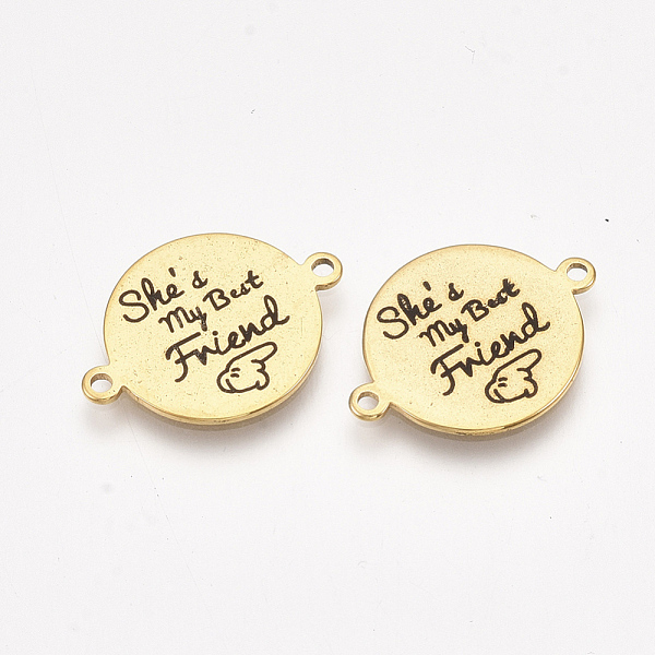 PandaHall 304 Stainless Steel Quote Links Connectors, with Enamel, Flat Round with Word, Golden, 21.5x16x1mm, Hole: 1.4mm 304 Stainless...
PandaHall 304 Stainless Steel Quote Links Connectors, with Enamel, Flat Round with Word, Golden, 21.5x16x1mm, Hole: 1.4mm 304 Stainless...
