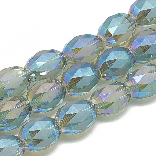PandaHall Electroplate Glass Beads Strands, Rainbow Plated, Half Frosted Style, Faceted Oval, Deep Sky Blue, 12~13.5x10mm, Hole: 1.4mm...
PandaHall Electroplate Glass Beads Strands, Rainbow Plated, Half Frosted Style, Faceted Oval, Deep Sky Blue, 12~13.5x10mm, Hole: 1.4mm...