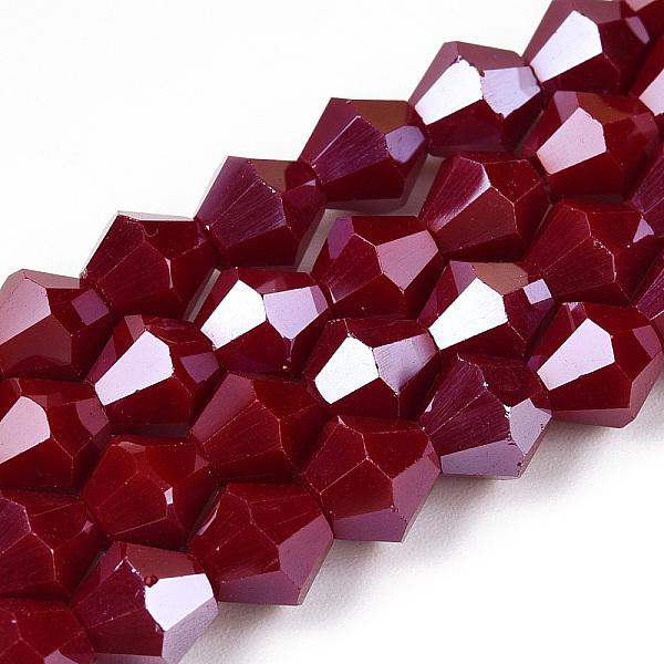 PandaHall Opaque Solid Color Electroplate Glass Beads Strands, Pearl Luster Plated, Faceted, Bicone, Dark Red, 6x5.5mm, Hole: 1mm, about...
PandaHall Opaque Solid Color Electroplate Glass Beads Strands, Pearl Luster Plated, Faceted, Bicone, Dark Red, 6x5.5mm, Hole: 1mm, about...
