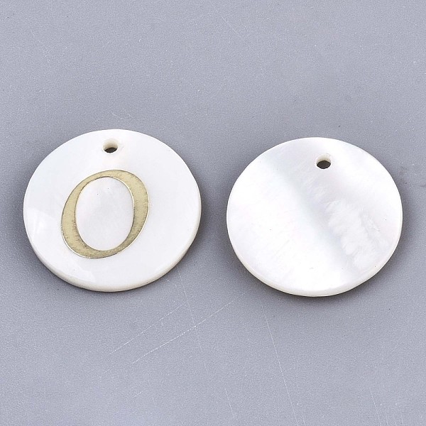 PandaHall Natural Freshwater Shell Pendants, with Golden Plated Brass Etched Metal Embellishments, Flat Round with Letter, Letter.O, 15x2mm...
PandaHall Natural Freshwater Shell Pendants, with Golden Plated Brass Etched Metal Embellishments, Flat Round with Letter, Letter.O, 15x2mm...