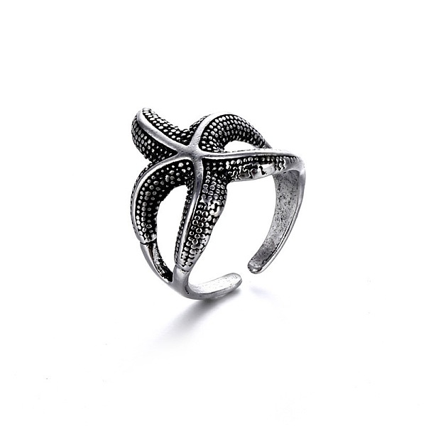 PandaHall Alloy Punk Starfish Open Cuff Rings for Men, Antique Silver Alloy Starfish
PandaHall Alloy Punk Starfish Open Cuff Rings for Men, Antique Silver Alloy Starfish