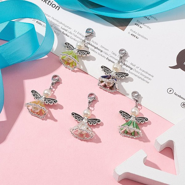 PandaHall Angel Glass Seed Beads Pendant Decorations, with Tibetan Style Alloy Beads and 304 Stainless Steel Lobster Claw Clasps, Mixed..., Multicolor
PandaHall Angel Glass Seed Beads Pendant Decorations, with Tibetan Style Alloy Beads and 304 Stainless Steel Lobster Claw Clasps, Mixed..., Multicolor