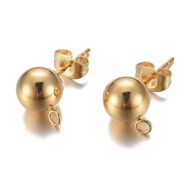 PandaHall 304 Stainless Steel Stud Earring Findings, with Loop and Ear Nut/Earring Backs, Real 24K Gold Plated, 11mm, Hole: 1.8mm, Ball: 8mm...
PandaHall 304 Stainless Steel Stud Earring Findings, with Loop and Ear Nut/Earring Backs, Real 24K Gold Plated, 11mm, Hole: 1.8mm, Ball: 8mm...