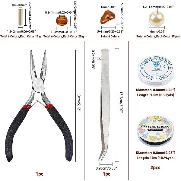 PandaHall DIY Beads Jewelry Kits, with Glass Pearl Beads, Gemstone Beads, Elastic Crystal Thread, Carbon Steel Needle Nose Pliers, Mixed..., Multicolor
PandaHall DIY Beads Jewelry Kits, with Glass Pearl Beads, Gemstone Beads, Elastic Crystal Thread, Carbon Steel Needle Nose Pliers, Mixed..., Multicolor