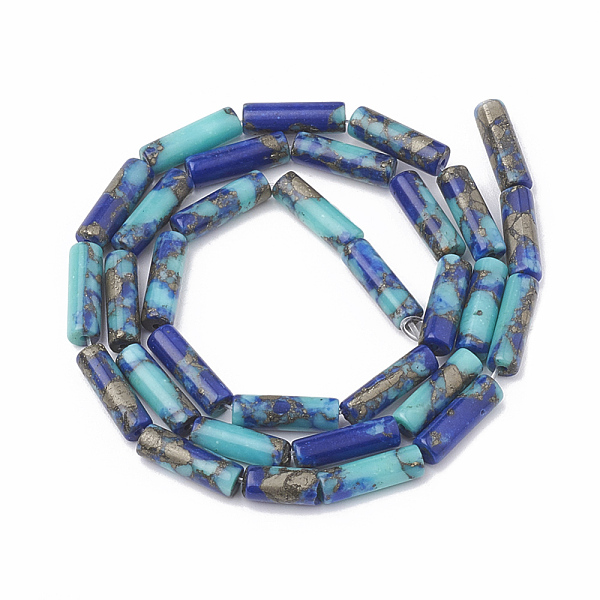 PandaHall Synthetic Gemstone Beads Strands, Turquoise and Gold Line Lapis Lazuli, Column, Blue, 12~13x4~4.5mm, Hole: 1~1.2mm, about...
PandaHall Synthetic Gemstone Beads Strands, Turquoise and Gold Line Lapis Lazuli, Column, Blue, 12~13x4~4.5mm, Hole: 1~1.2mm, about...