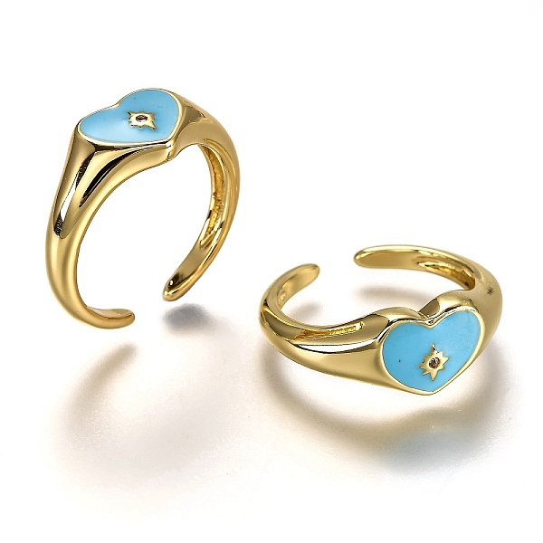 PandaHall Brass Micro Pave Clear Cubic Zirconia Cuff Rings, Open Rings, with Enamel, Heart with Star, Real 18K Gold Plated, Long-Lasting...
PandaHall Brass Micro Pave Clear Cubic Zirconia Cuff Rings, Open Rings, with Enamel, Heart with Star, Real 18K Gold Plated, Long-Lasting...