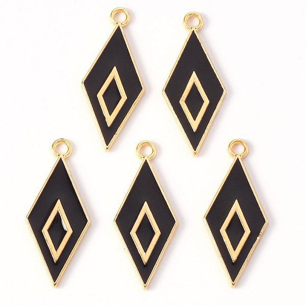 PandaHall Alloy Enamel Pendants, Light Gold, Cadmium Free & Lead Free, Rhombus, Black, 28x12x2mm, Hole: 1.8mm Alloy+Enamel Rhombus Black
PandaHall Alloy Enamel Pendants, Light Gold, Cadmium Free & Lead Free, Rhombus, Black, 28x12x2mm, Hole: 1.8mm Alloy+Enamel Rhombus Black