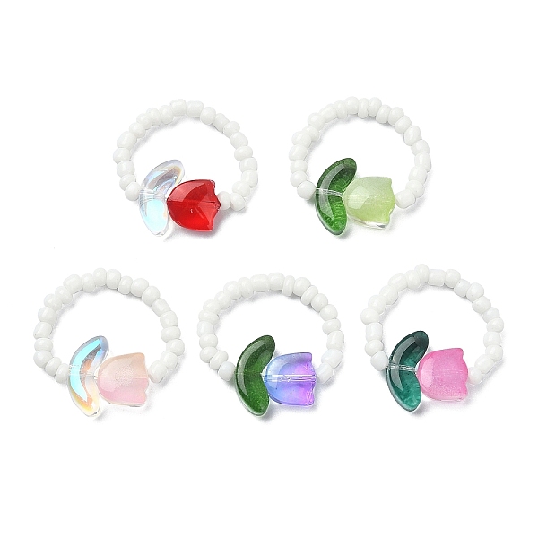 PandaHall Tulip Flower Glass & Seed Beaded Stretch Rings, Mixed Color, Inner Diameter: 20mm Glass Flower Multicolor
PandaHall Tulip Flower Glass & Seed Beaded Stretch Rings, Mixed Color, Inner Diameter: 20mm Glass Flower Multicolor