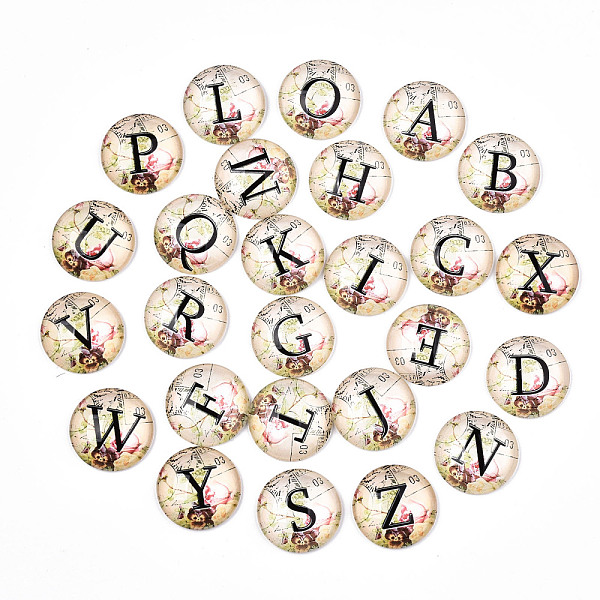 PandaHall Glass Cabochons, Half Round with Black Alphabet, Antique White, Letter A~Z, 25x7~8mm, 26pcs/set Glass Letter A~Z
PandaHall Glass Cabochons, Half Round with Black Alphabet, Antique White, Letter A~Z, 25x7~8mm, 26pcs/set Glass Letter A~Z