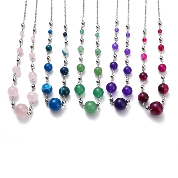 PandaHall 304 Stainless Steel Graduated Beaded Necklaces, with Cable Chains and Natural & Synthetic Gemstone Round Beads, Stainless Steel...
PandaHall 304 Stainless Steel Graduated Beaded Necklaces, with Cable Chains and Natural & Synthetic Gemstone Round Beads, Stainless Steel...