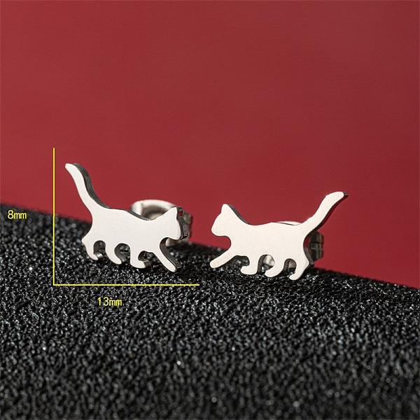 PandaHall Stainless Steel Stud Earrings, Cat Shape, Stainless Steel Color, 8x13mm Stainless Steel Cat Shape
PandaHall Stainless Steel Stud Earrings, Cat Shape, Stainless Steel Color, 8x13mm Stainless Steel Cat Shape
