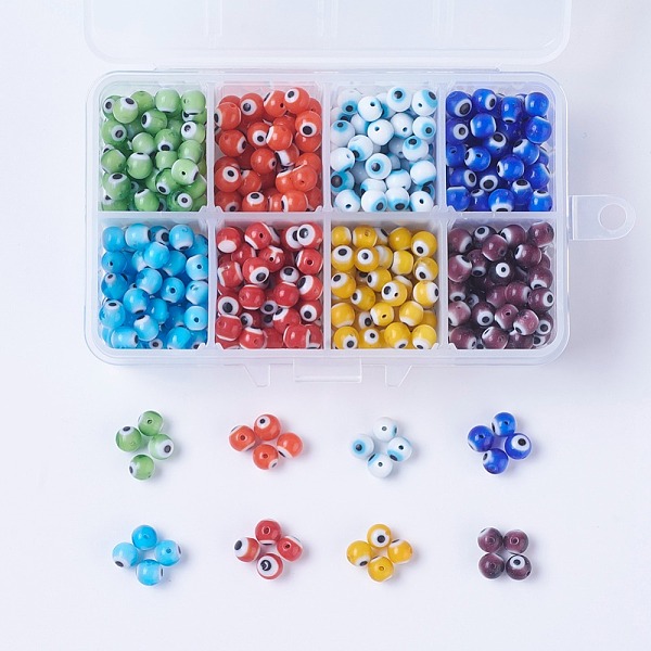 PandaHall 8 Colors Handmade Evil Eye Lampwork Beads, Round, Mixed Color, 6mm, Hole: 1mm, about 60~70pcs/color, 8colors, about 480~560pcs/box..., Multicolor
PandaHall 8 Colors Handmade Evil Eye Lampwork Beads, Round, Mixed Color, 6mm, Hole: 1mm, about 60~70pcs/color, 8colors, about 480~560pcs/box..., Multicolor