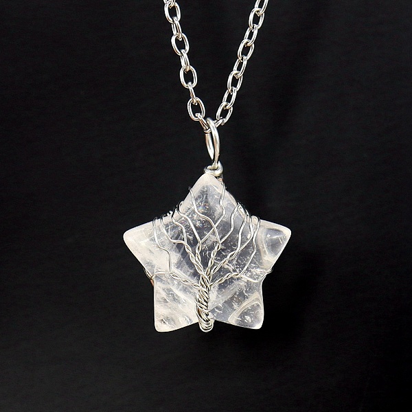 PandaHall Natural Quartz Crystal Star Pendant Necklace, with Platinum Alloy Chains, 20.87 inch(53cm) Quartz Crystal Star
PandaHall Natural Quartz Crystal Star Pendant Necklace, with Platinum Alloy Chains, 20.87 inch(53cm) Quartz Crystal Star