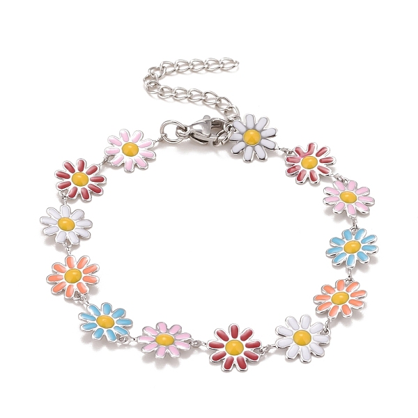 PandaHall Enamel Daisy Link Chains Bracelet, 304 Stainless Steel Jewelry for Women, Stainless Steel Color, Colorful, 7-1/4 inch(18.4cm) 304...
PandaHall Enamel Daisy Link Chains Bracelet, 304 Stainless Steel Jewelry for Women, Stainless Steel Color, Colorful, 7-1/4 inch(18.4cm) 304...