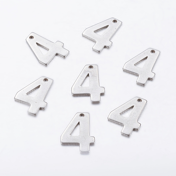 PandaHall 304 Stainless Steel Pendants, Number, Num.4, 11x8x0.7mm, Hole: 0.5mm 304 Stainless Steel Number
PandaHall 304 Stainless Steel Pendants, Number, Num.4, 11x8x0.7mm, Hole: 0.5mm 304 Stainless Steel Number