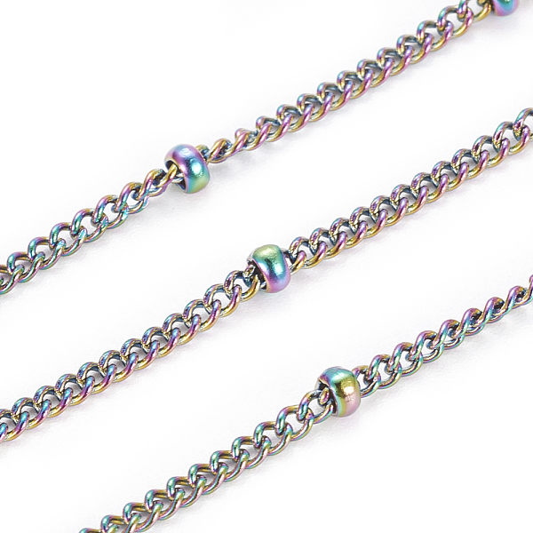 PandaHall Ion Plating(IP) 304 Stainless Steel Curb Chains, Twisted Chains, Satellite Chains, with Spool, Rondelle Beads, Soldered, Rainbow...
PandaHall Ion Plating(IP) 304 Stainless Steel Curb Chains, Twisted Chains, Satellite Chains, with Spool, Rondelle Beads, Soldered, Rainbow...