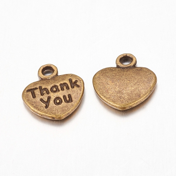 PandaHall Tibetan Style Alloy Charms, Heart with Word Thank you, Cadmium Free & Nickel Free & Lead Free, Antique Bronze, 12x11x2mm, Hole...
PandaHall Tibetan Style Alloy Charms, Heart with Word Thank you, Cadmium Free & Nickel Free & Lead Free, Antique Bronze, 12x11x2mm, Hole...