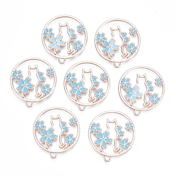 PandaHall Rack Plating Alloy Enamel Pendants, Cadmium Free & Nickel Free & Lead Free, Light Gold, Ring with Cat, Light Sky Blue, 33x30x1.5mm...
PandaHall Rack Plating Alloy Enamel Pendants, Cadmium Free & Nickel Free & Lead Free, Light Gold, Ring with Cat, Light Sky Blue, 33x30x1.5mm...