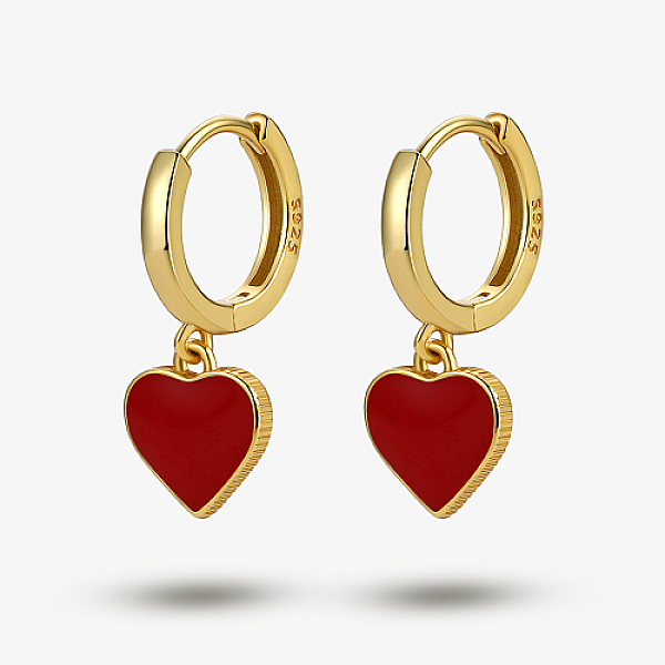 PandaHall 925 Sterling Silver Hoop Earring, Enamel Heart Dangle Earring for Women, Real 18K Gold Plated, Red, 20x8mm Sterling Silver Heart...
PandaHall 925 Sterling Silver Hoop Earring, Enamel Heart Dangle Earring for Women, Real 18K Gold Plated, Red, 20x8mm Sterling Silver Heart...