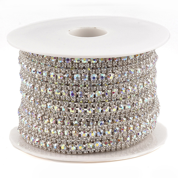 PandaHall Brass Rhinestone Strass Chains, with Spool, Three Rows Rhinestone Cup Chains, Silver Color Plated, Crystal AB, 8.5mm, about...
PandaHall Brass Rhinestone Strass Chains, with Spool, Three Rows Rhinestone Cup Chains, Silver Color Plated, Crystal AB, 8.5mm, about...
