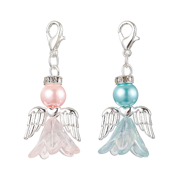 PandaHall 2Pcs 2 Colors Wedding Season Angel Glass Pearl & Acrylic Pendant Decorations, Zinc Alloy Lobster Claw Clasps Charms for Bag Key..., Multicolor
PandaHall 2Pcs 2 Colors Wedding Season Angel Glass Pearl & Acrylic Pendant Decorations, Zinc Alloy Lobster Claw Clasps Charms for Bag Key..., Multicolor