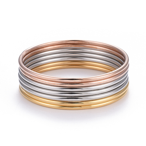 PandaHall Fashion Tri-Color 304 Stainless Steel Buddhist Bangle Sets, Multi-color, 2-1/2 inch(6.5cm), 7pcs/set 304 Stainless Steel
PandaHall Fashion Tri-Color 304 Stainless Steel Buddhist Bangle Sets, Multi-color, 2-1/2 inch(6.5cm), 7pcs/set 304 Stainless Steel