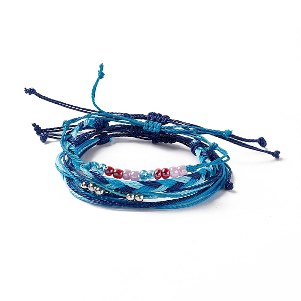 PandaHall 4Pcs 4 Style Alloy & Glass Braided Bead Bracelets Set, Waxed Polyester Cord Adjustable Bracelets for Women, Steel Blue, Inner...
PandaHall 4Pcs 4 Style Alloy & Glass Braided Bead Bracelets Set, Waxed Polyester Cord Adjustable Bracelets for Women, Steel Blue, Inner...