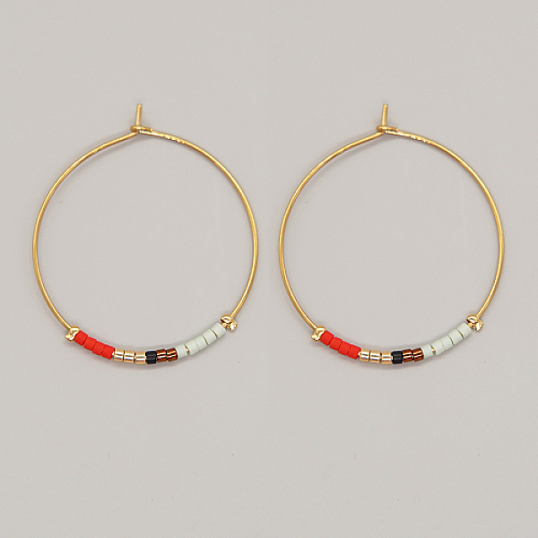PandaHall Glass Seed Beaded Hoop Earrings, Boho Beach Earrings, Orange Red, 30x30mm Glass Ring
PandaHall Glass Seed Beaded Hoop Earrings, Boho Beach Earrings, Orange Red, 30x30mm Glass Ring