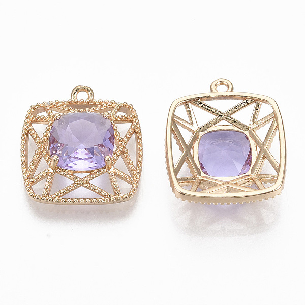 PandaHall Glass Pendants, with Brass Open Back Settings, Faceted, Square, Light Gold, Lilac, 21.5x19x7mm, Hole: 1.5mm Brass+Glass Square..., Purple
PandaHall Glass Pendants, with Brass Open Back Settings, Faceted, Square, Light Gold, Lilac, 21.5x19x7mm, Hole: 1.5mm Brass+Glass Square..., Purple