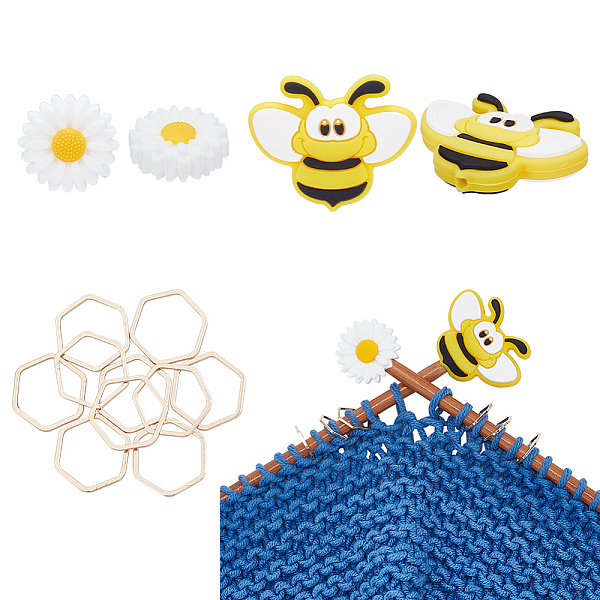 PandaHall SUPERFINDINGS Knitting Tool Kit, Including Bee & Daisy Silicone Needles Protectors Stoppers, Brass Hexagon Knitting Stitch Maker..., Multicolor
PandaHall SUPERFINDINGS Knitting Tool Kit, Including Bee & Daisy Silicone Needles Protectors Stoppers, Brass Hexagon Knitting Stitch Maker..., Multicolor