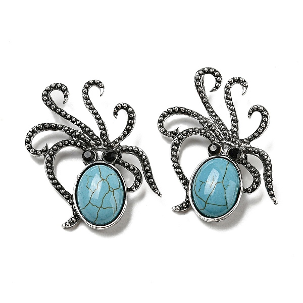 PandaHall Synthetic Turquoise Octopus Brooch, Alloy Pave Jet Rhinestone Sea Animal Pins, Antique Silver, 52.5~53x36.5x8~9mm, Hole: 7x4mm..., Black
PandaHall Synthetic Turquoise Octopus Brooch, Alloy Pave Jet Rhinestone Sea Animal Pins, Antique Silver, 52.5~53x36.5x8~9mm, Hole: 7x4mm..., Black