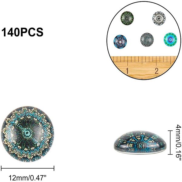 PandaHall arricraft 140 Pcs 12mm Printed Glass Cabochons, Flatback Dome Cabochons, Mosaic Tile for Photo Pendant Making Jewelry, Blue Floral..., Multicolor
PandaHall arricraft 140 Pcs 12mm Printed Glass Cabochons, Flatback Dome Cabochons, Mosaic Tile for Photo Pendant Making Jewelry, Blue Floral..., Multicolor