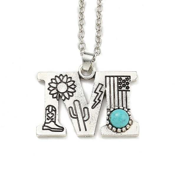 PandaHall Letter A~Z Antique Silver Plated Alloy with Synthetic Turquoise Pendant Necklaces, with Iron Cable Chains, Letter M, 18.70 inch... 
PandaHall Letter A~Z Antique Silver Plated Alloy with Synthetic Turquoise Pendant Necklaces, with Iron Cable Chains, Letter M, 18.70 inch...