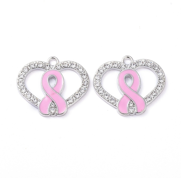 PandaHall Enamel Alloy Pendants, with Crystal Rhinestone, Heart, with Ribbon, Pink, Platinum, 21.5x25x2mm, Hole: 2mm Alloy Rhinestone+Enamel...
PandaHall Enamel Alloy Pendants, with Crystal Rhinestone, Heart, with Ribbon, Pink, Platinum, 21.5x25x2mm, Hole: 2mm Alloy Rhinestone+Enamel...